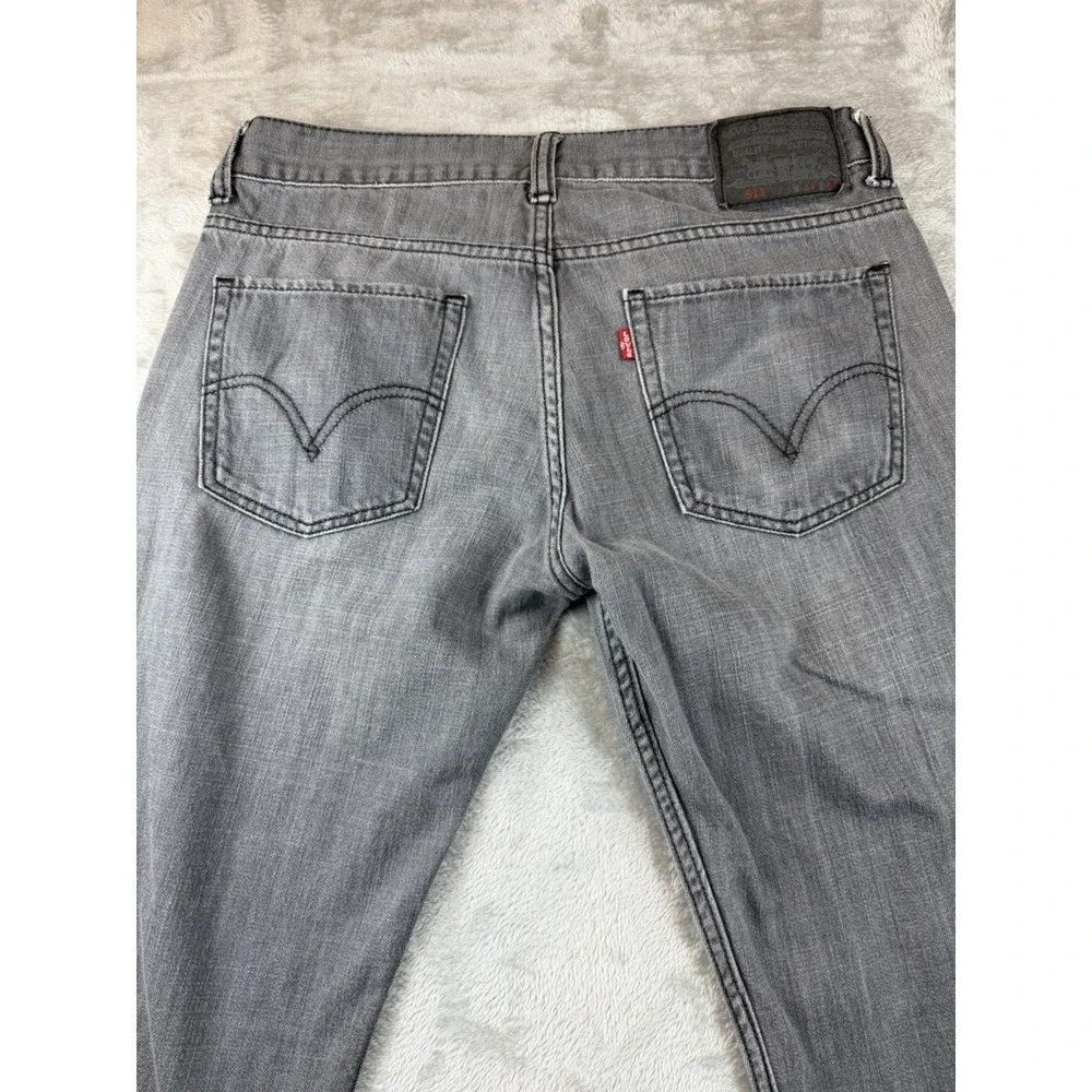 Levis 511 Jeans Mens 34x34 Gray Slim‎ Straight Med Wash (32x30 Altered/Hemmed)